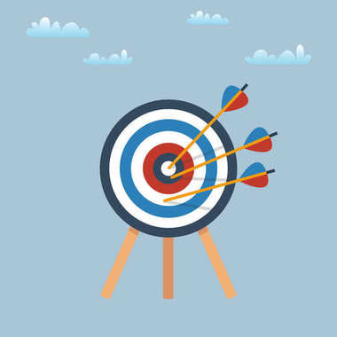 Bir tripod üzerinde duran oklarla hedef. Vektör çizim