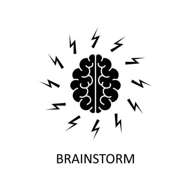 Beyin, beyin fırtınası, fikir, yaratıcılık logo ve kutsal kişilerin resmi. Vektör