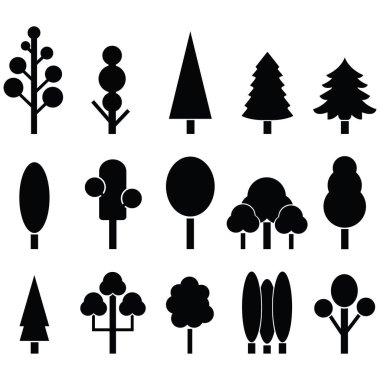ağaç simge seti. vektör çizim