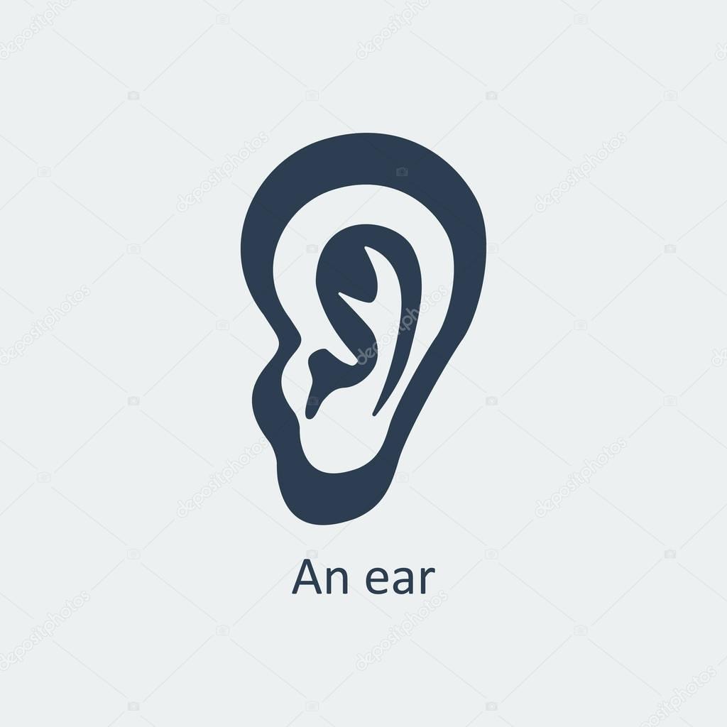 An ear icon. Human organs. Symbol for your design