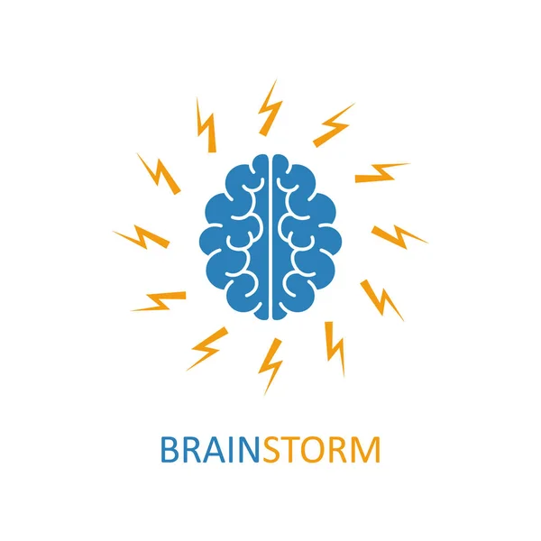 Cerebro, lluvia de ideas, idea, logo de creatividad e icono. Vector — Vector de stock