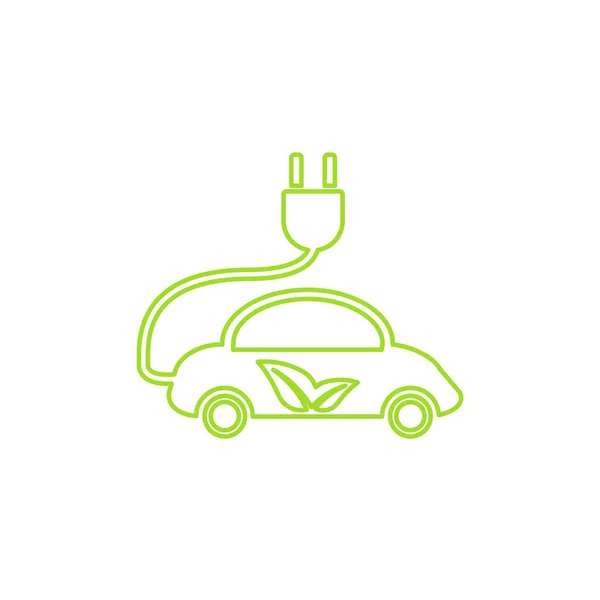 Voiture électrique dans l'icône de recharge, vecteur. Transport écologique . — Image vectorielle