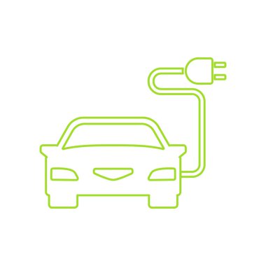 Şarj noktası simge vektör yeşil elektrikli otomobil
