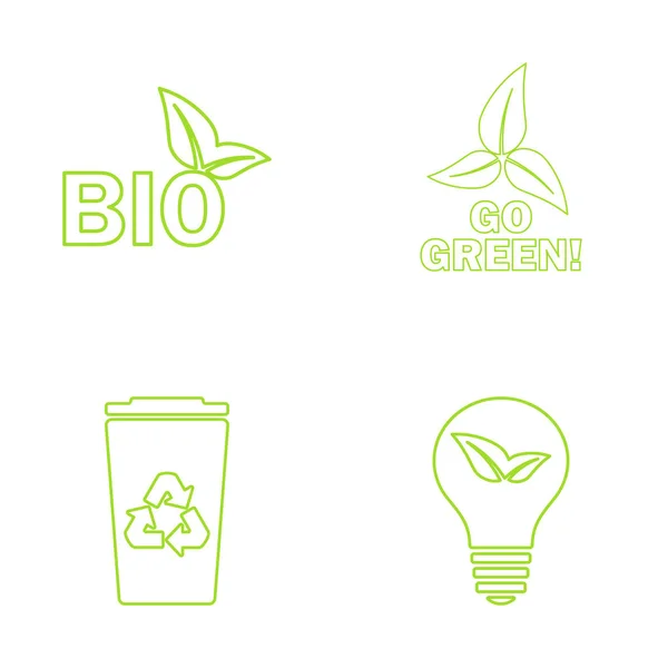 Zöld ökológia ikonok beállítása. Vektoros illusztráció — Stock Vector