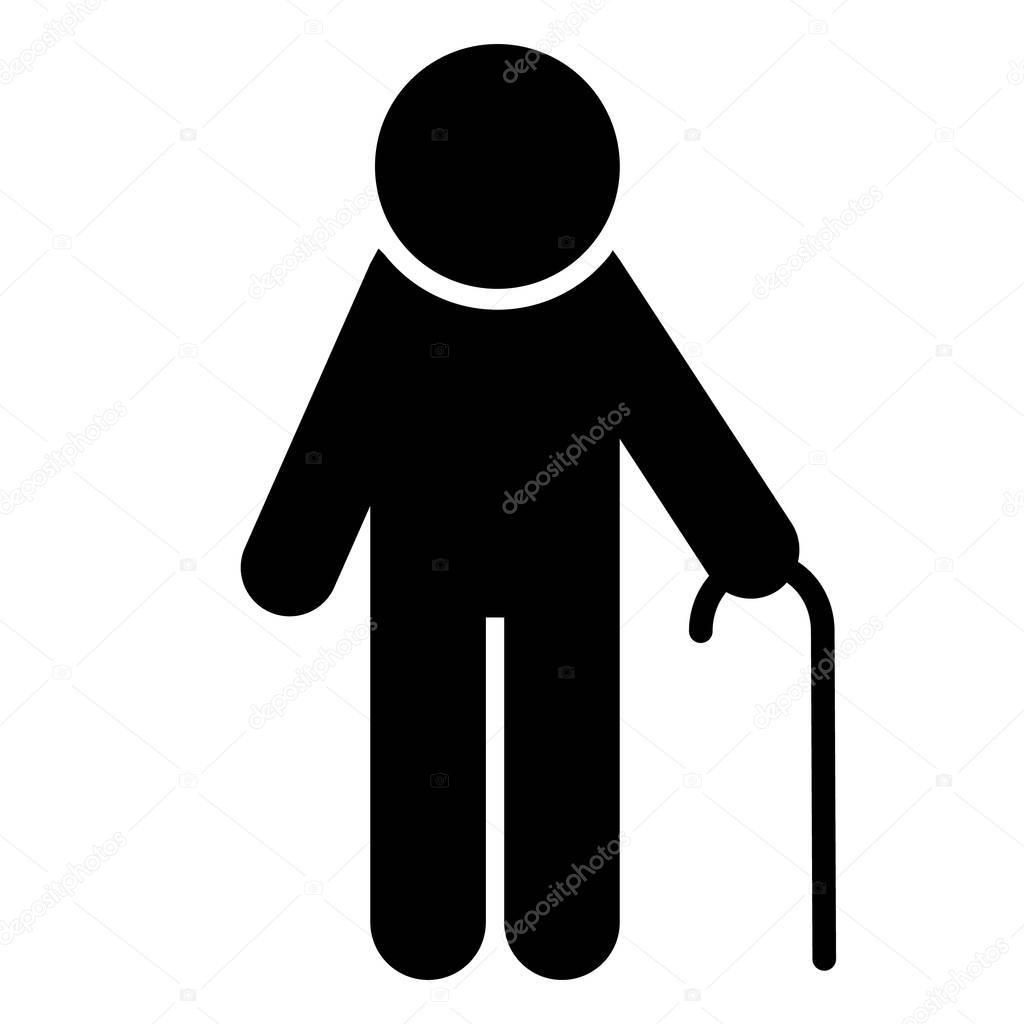 Elderly man icon. Pensioner silhouette symbol. Vector