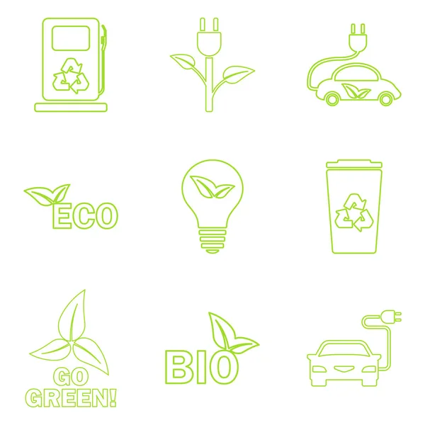 Vector verde eco iconos conjunto . — Vector de stock