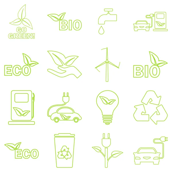 Vector verde eco iconos conjunto . — Vector de stock