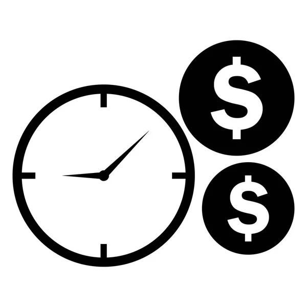 Il tempo è l'icona del denaro. Orologio e simbolo di monete. Vettore — Vettoriale Stock