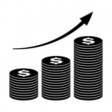 Sikke simge yığını. Büyüme kavramı düz tarzı. Vektör