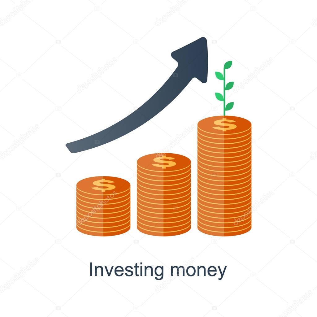 Compound interest concept. Time is money. Future income growth. Pension fund plan. Vector