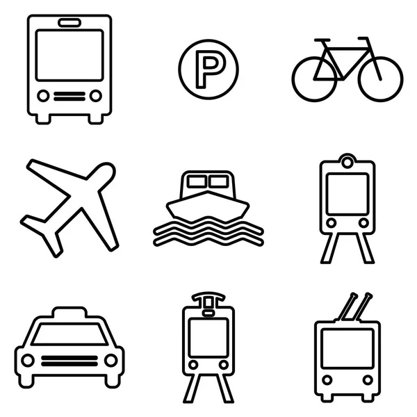 Symbole für Transportlinien gesetzt. Vektorsymbole für öffentliche Verkehrsmittel — Stockvektor
