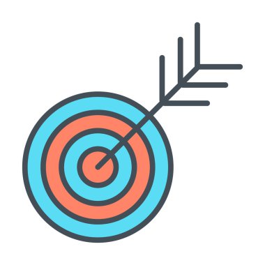 Hedef satırı simgesi. Başarılı vur. Hedef anahat işareti kavramı. Vektör