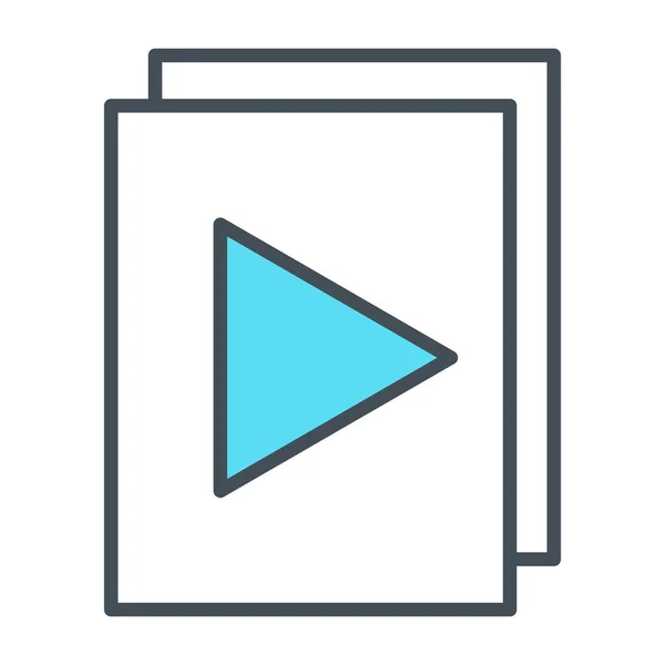 Αρχεία ήχου ή βίντεο με plat κουμπί εικονίδιο λεπτή γραμμή. Διάνυσμα — Διανυσματικό Αρχείο