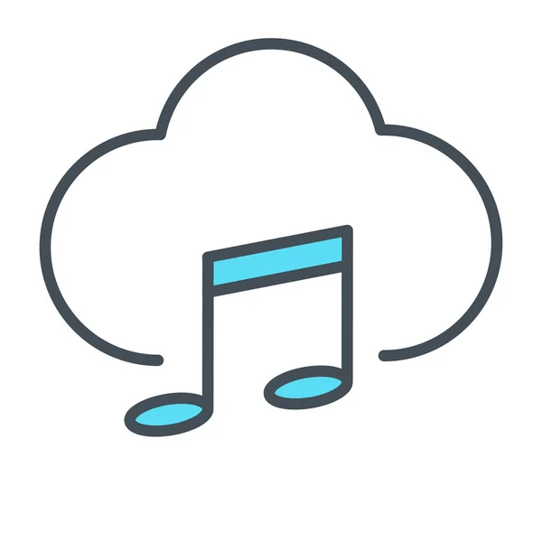 Icône de ligne mince nuage de musique. Pictogramme vectoriel — Image vectorielle