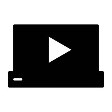 Laptop oyun düğme siluet simge ile. Piktogram