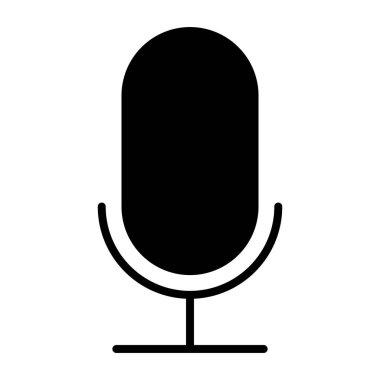 Eski mikrofon siluet simge. Vektör piktogram