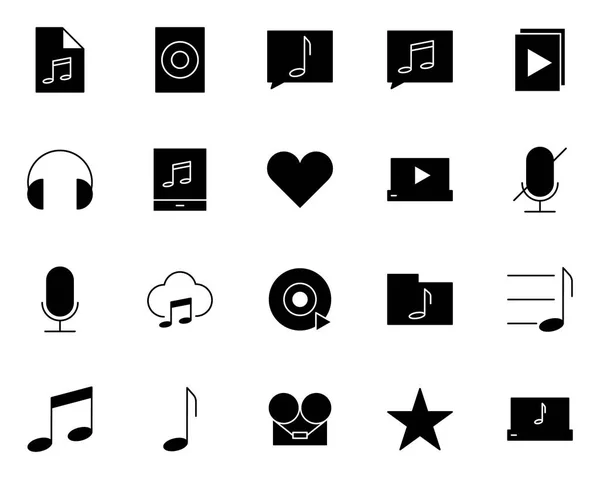 Musik-Silhouetten-Symbole gesetzt. Vektor-Piktogramme — Stockvektor