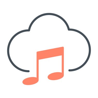 Müzik bulut simgesi. Vektör piktogram