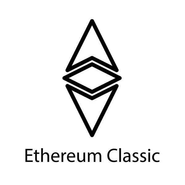 Ethereum icône classique pour l'argent internet. Crypto symbole de la monnaie. Blockchain basé crypto-monnaie sécurisée. Vecteur — Image vectorielle