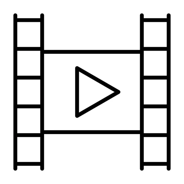 Tira de filme com ícone de linha de botão de reprodução. Símbolo de vídeo. Vetor — Vetor de Stock