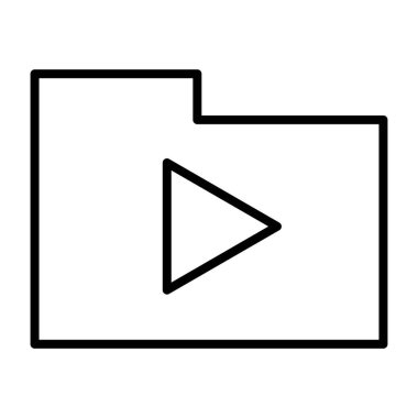 Oyun düğme ince çizgi simgesi ile klasör. Vektör piktogram