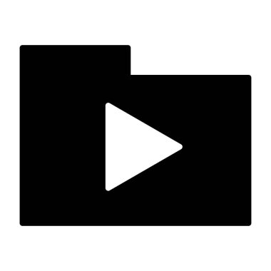 Oyun düğme siluet simge ile klasör. Vektör piktogram