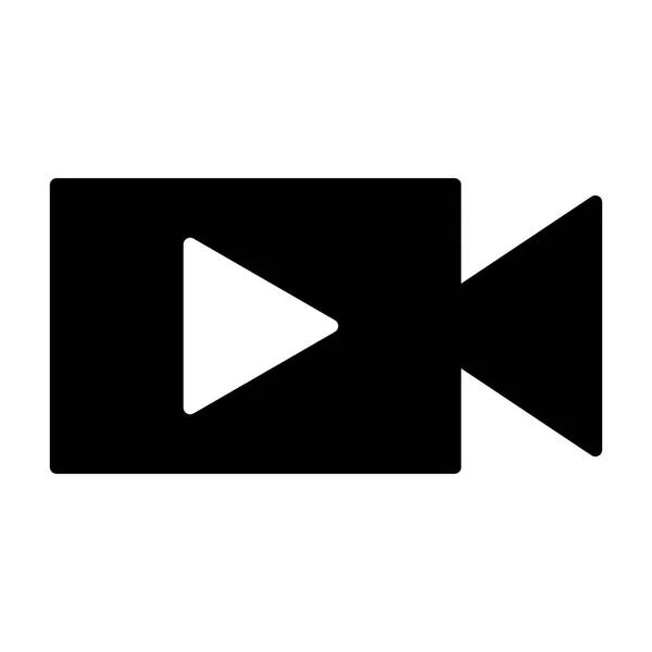 Βιντεοκάμερα με εικονίδιο σιλουέτα κουμπί αναπαραγωγής. Εικονογράφηση διάνυσμα — Διανυσματικό Αρχείο