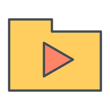 Oyun düğme ince çizgi simgesi ile klasör. Vektör piktogram