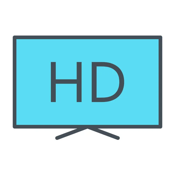 Hd ícone de linha de televisão. TV, símbolo de vídeo. Ilustração vetorial —  Vetores de Stock
