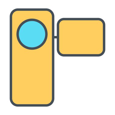 Video kamera ince çizgi simgesi. Vektör piktogram