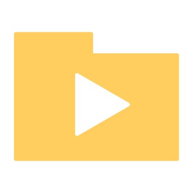 Oyun düğme siluet simge ile klasör. Vektör piktogram