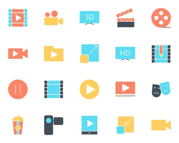 Video Silhouette Icons gesetzt. Vektor-Piktogramme — Stockvektor