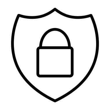 Güvenlik Kalkanı ile kilit piksel mükemmel vektör ince çizgi simgesi 48 x 48. Basit en az piktogram