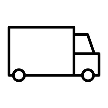 Teslimat kamyonu piksel mükemmel vektör ince çizgi simgesini 48 x 48. Basit en az piktogram