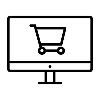 Online alışveriş piksel mükemmel vektör ince çizgi simgesi 48 x 48. Basit en az piktogram