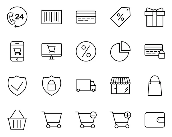 Shopping Thin Line Icons gesetzt. Vektor-Piktogramme — Stockvektor