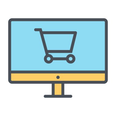 Online alışveriş piksel mükemmel vektör ince çizgi simgesi 48 x 48. Basit en az piktogram