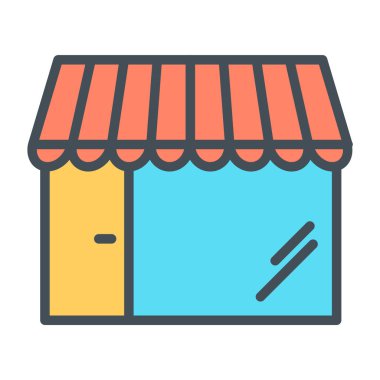 Dükkanı piksel mükemmel vektör ince çizgi simgesini 48 x 48. Basit en az piktogram depolamak