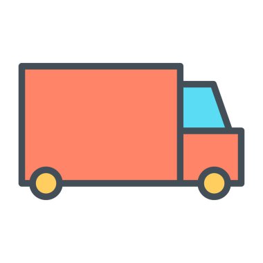 Teslimat kamyonu piksel mükemmel vektör ince çizgi simgesini 48 x 48. Basit en az piktogram