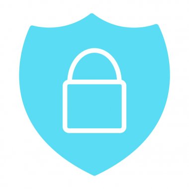 Güvenlik Kalkanı ile kilit piksel mükemmel vektör siluet simge 48 x 48. Basit en az piktogram