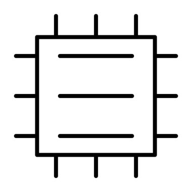Merkezi işlemci birimi satırı simgesi. CPU vektör basit en az 96 x 96 piktogram