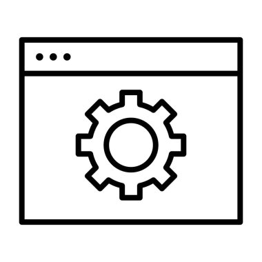Bilgisayar ayarları satırı simgesi. Vektör basit en az 96 x 96 piktogram dişli