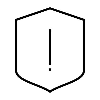 Ünlem işareti satırı simgesi ile güvenlik kalkanı. Vektör basit en az 96 x 96 piktogram