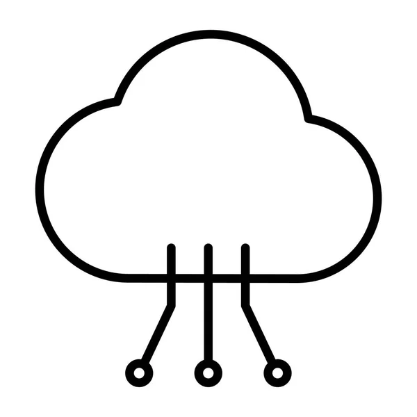 Cloud Technology Line Icône avec motif de circuit. Pictogramme vectoriel minimal simple 96x96 — Image vectorielle