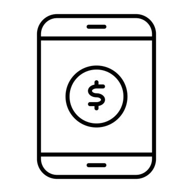 Para sembol Smartphone ekran satırı simgesi. Vektör basit en az 96 x 96 piktogram