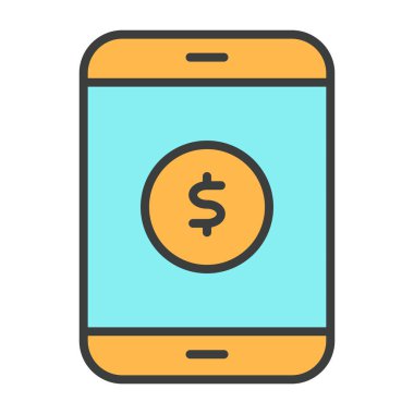 Para sembol Smartphone ekran satırı simgesi. Vektör basit en az 96 x 96 piktogram