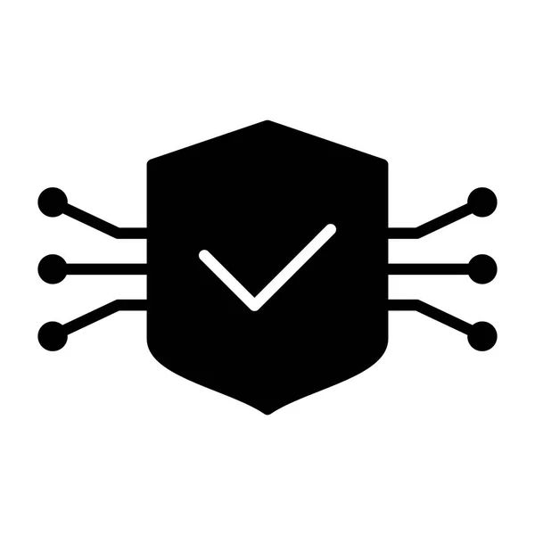 Tech Circuit Shield Icon (en inglés). Pictograma mínimo simple del vector 96x96 — Archivo Imágenes Vectoriales