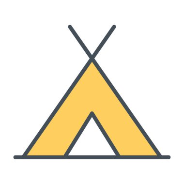 Turist çadır satırı simgesi. Vektör basit en az 96 x 96 piktogram