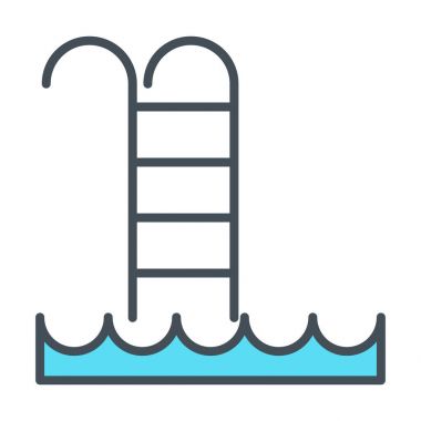 Yüzme Havuzu satırı simgesi. Vektör basit en az 96 x 96 piktogram