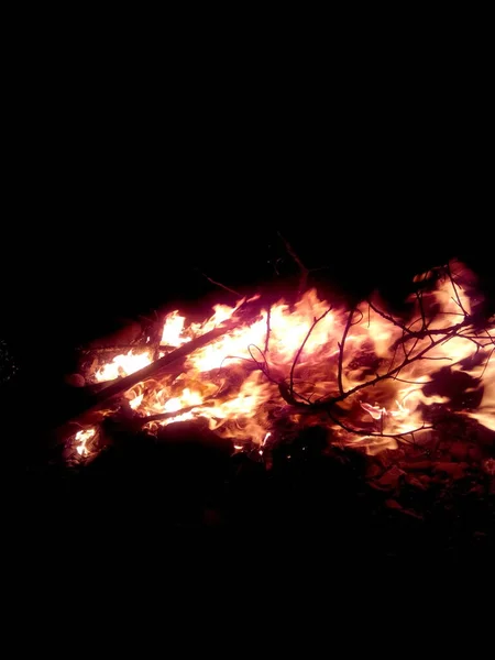 Quemadura Fuego Madera Colores Rojo Amarillo — Foto de Stock